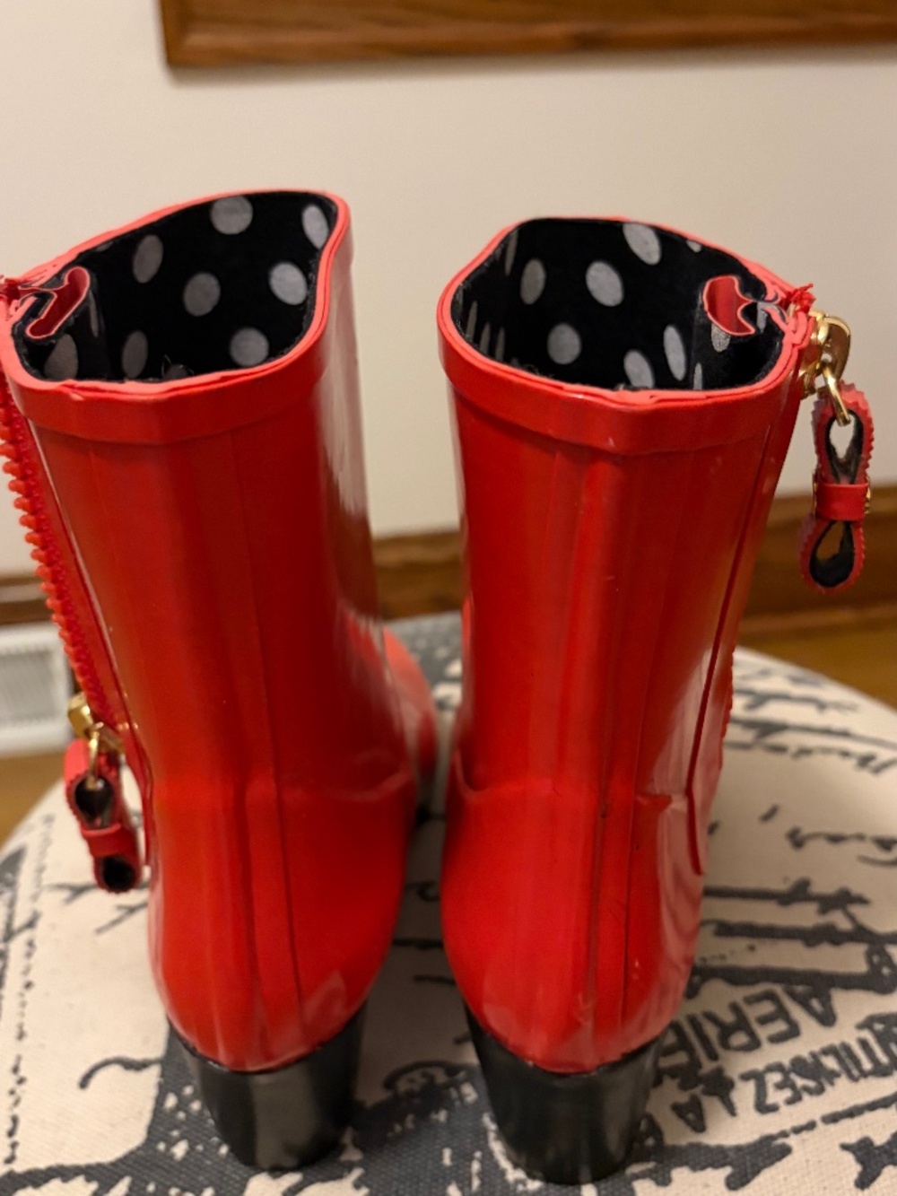 Kate Spade Red boots with zipper on side.